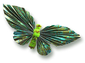 folded paper green butterfly
