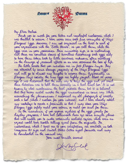 Letter to Melros from Kaptin Scarlet